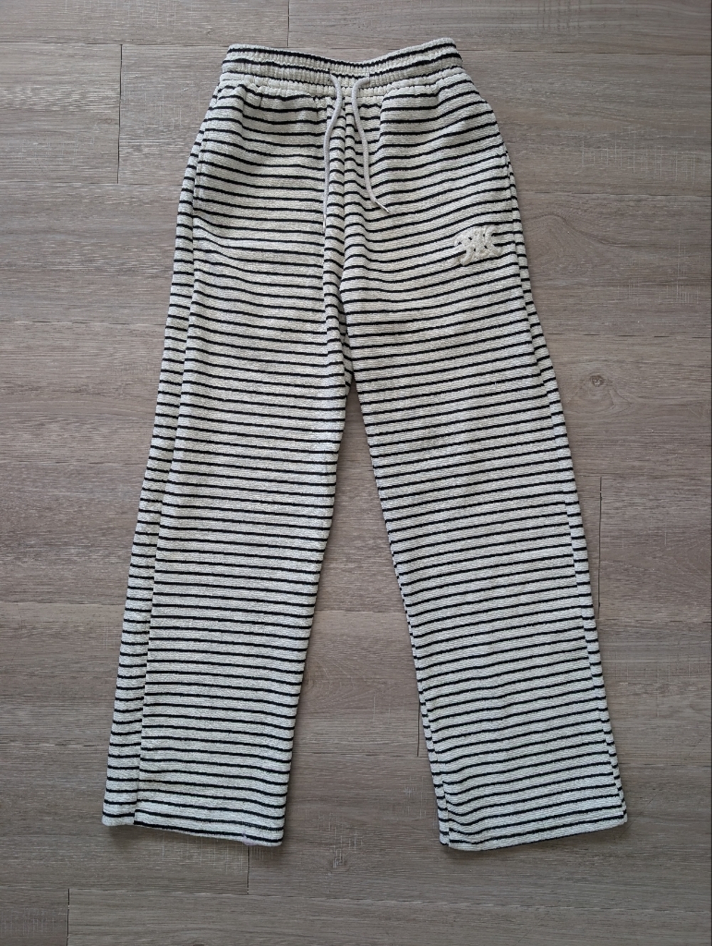 Celine Black and White Striped Wide-Leg Lounge Pants